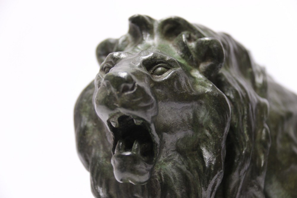 A late 19th C French bronze study of a Lion by Vidal View IX