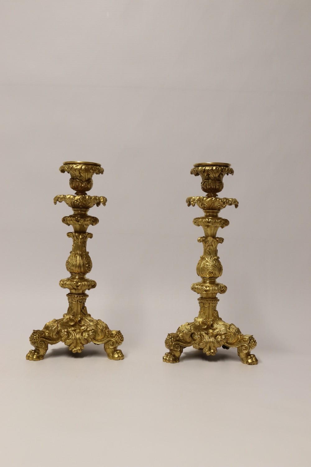 An exquisite pair of early 19th C French ormolu Candlesticks View VI