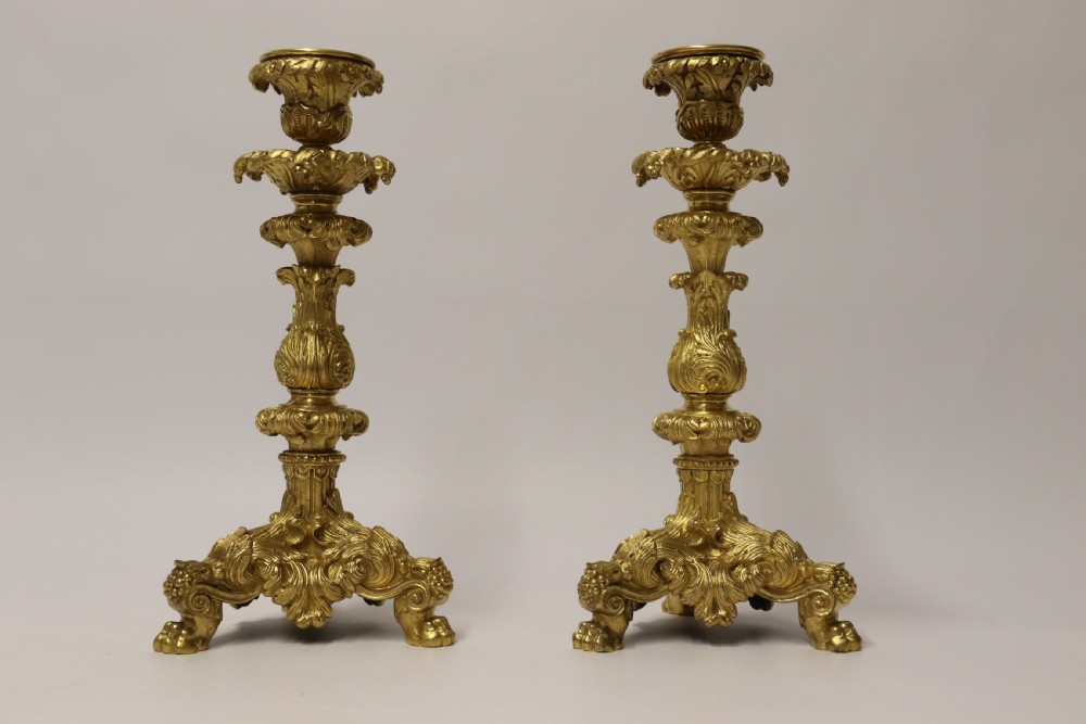 An exquisite pair of early 19th C French ormolu Candlesticks View VII