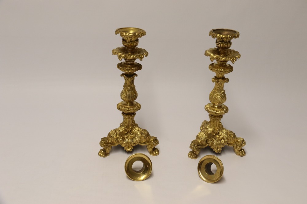 An exquisite pair of early 19th C French ormolu Candlesticks View XIII
