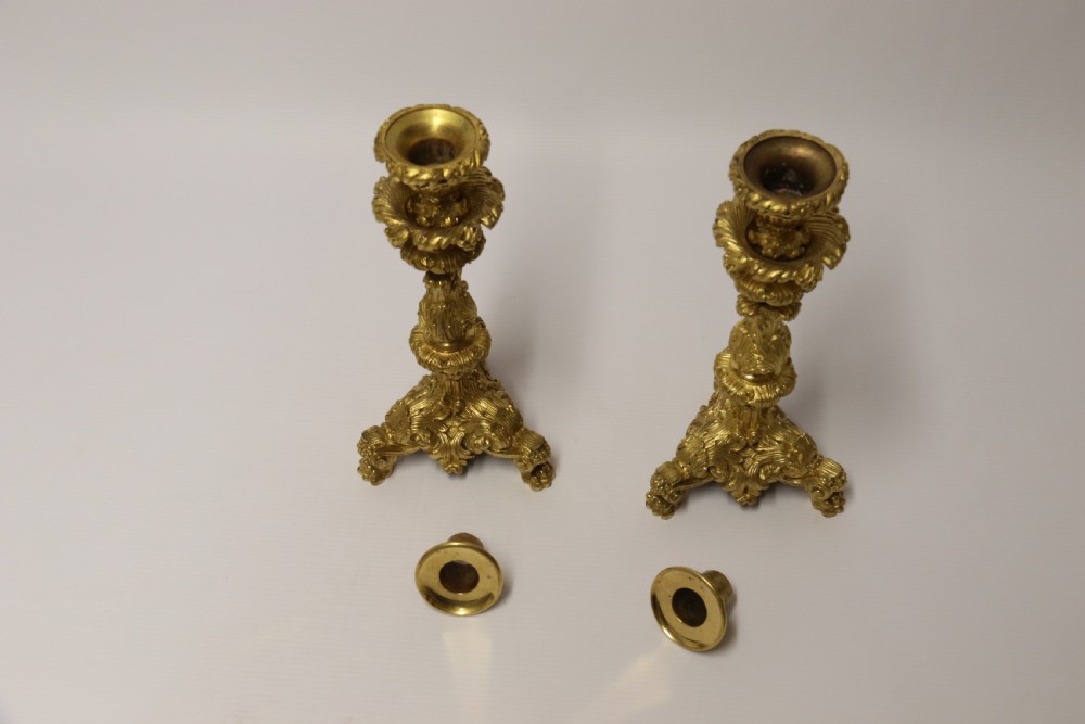 An exquisite pair of early 19th C French ormolu Candlesticks View XIV