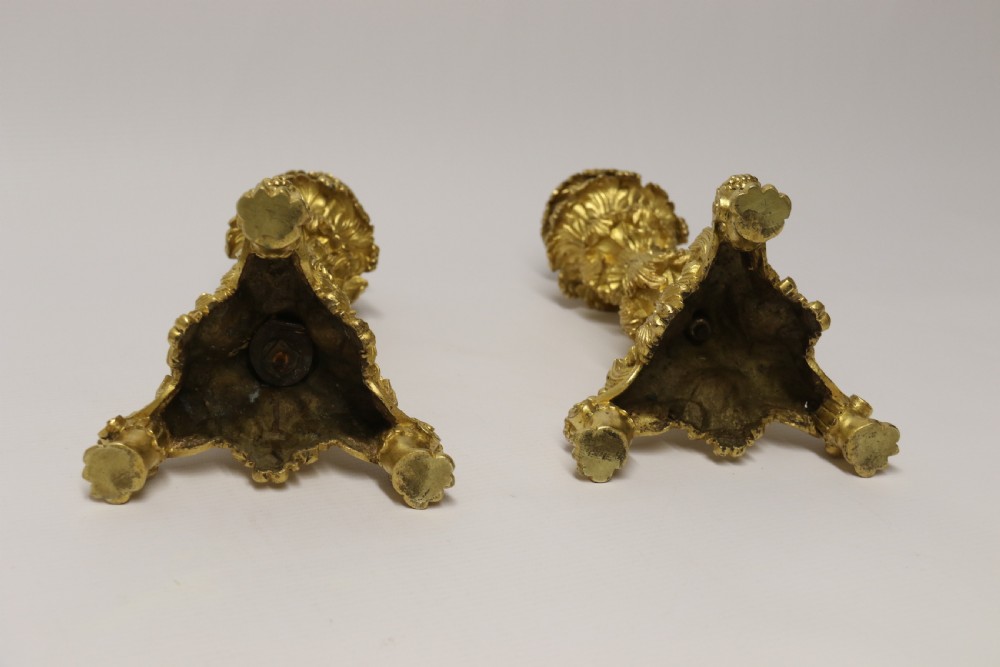An exquisite pair of early 19th C French ormolu Candlesticks View XV
