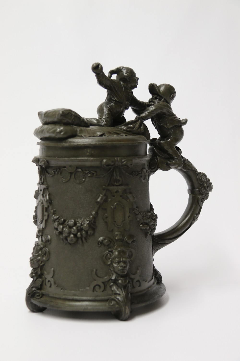 A rare German 19th C historical military commemorative pewter stein View II