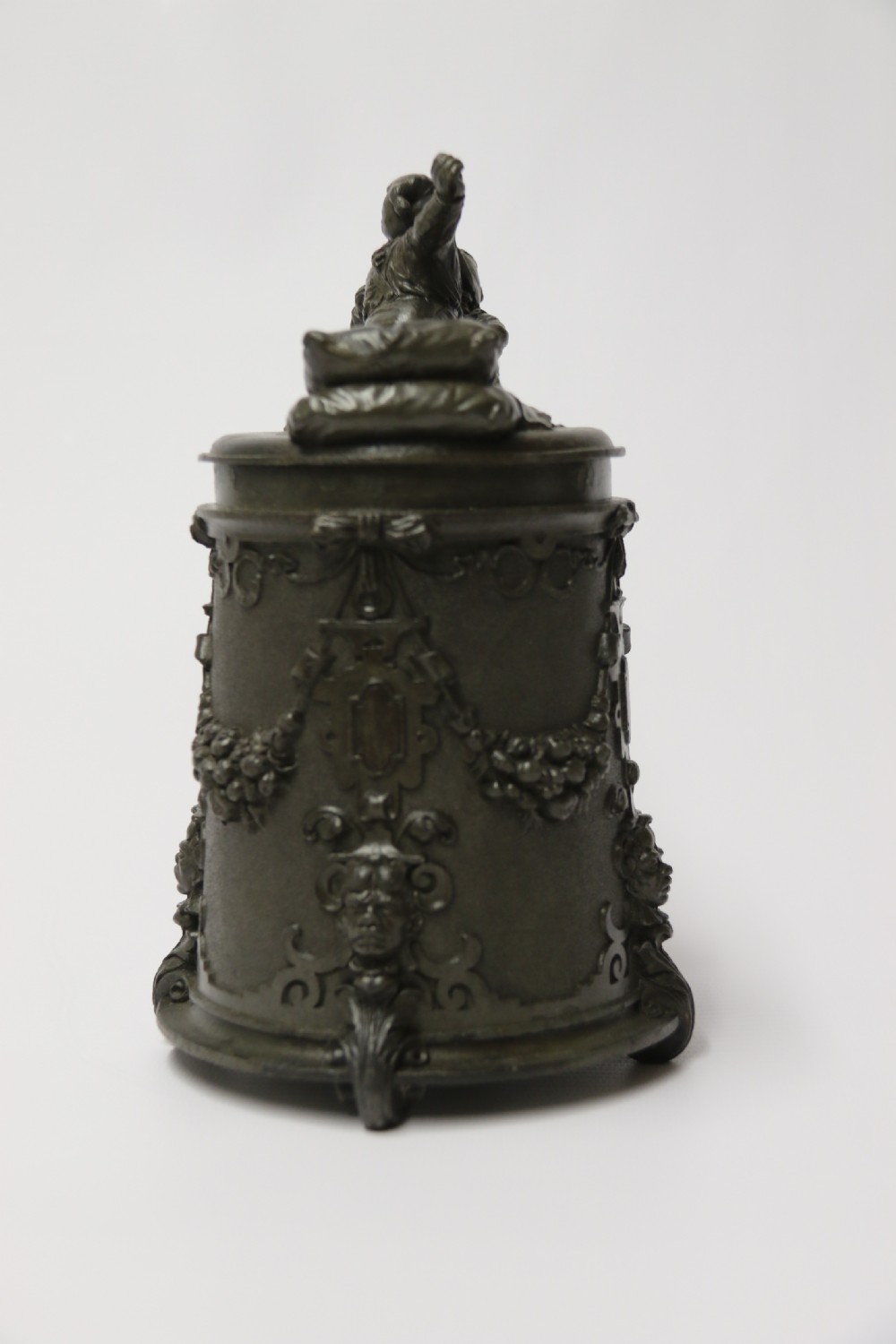 A rare German 19th C historical military commemorative pewter stein View III