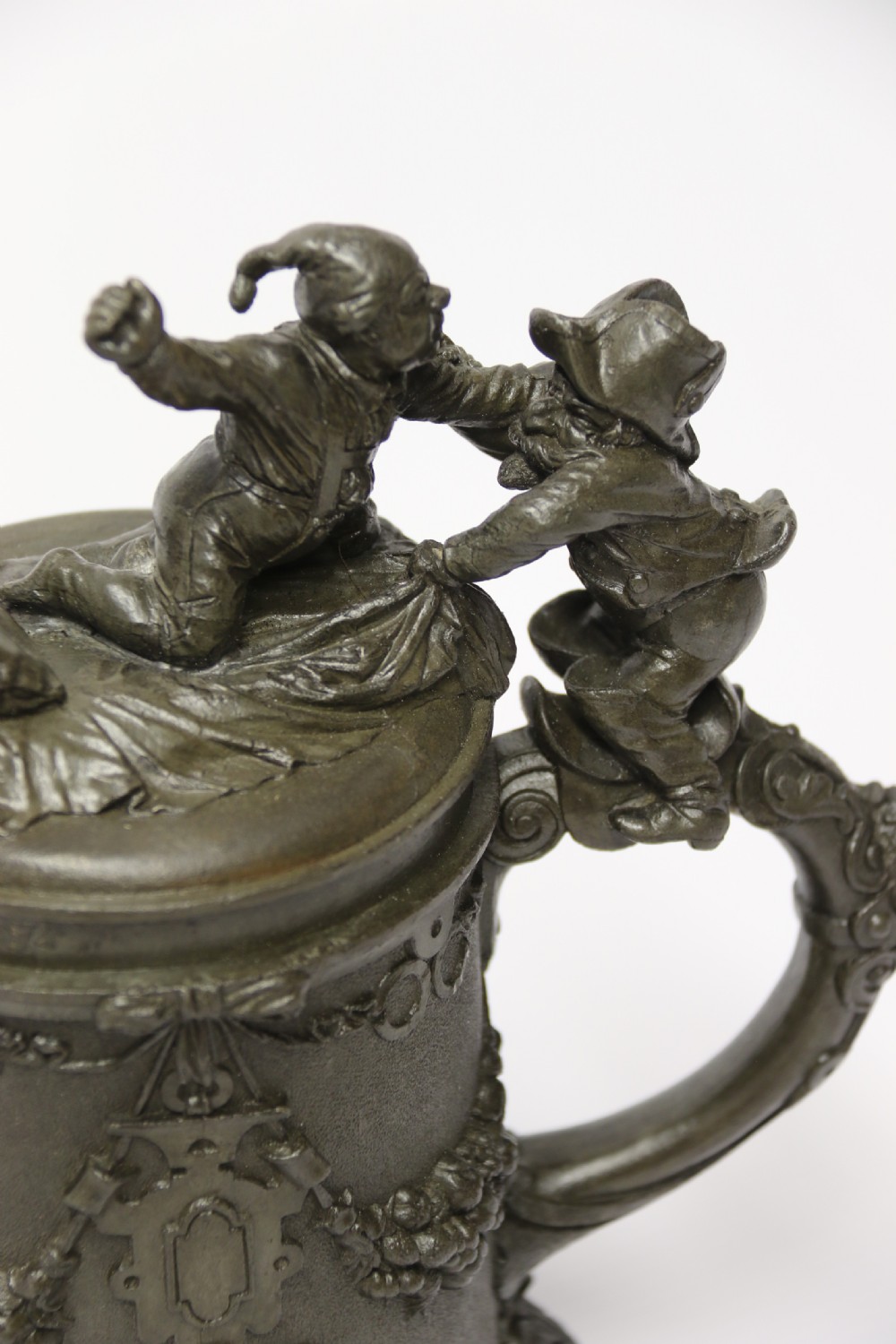 A rare German 19th C historical military commemorative pewter stein View X