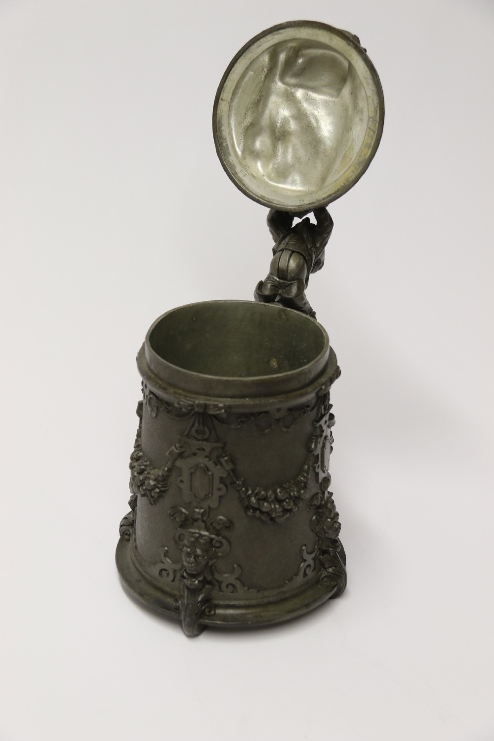 A rare German 19th C historical military commemorative pewter stein View XII