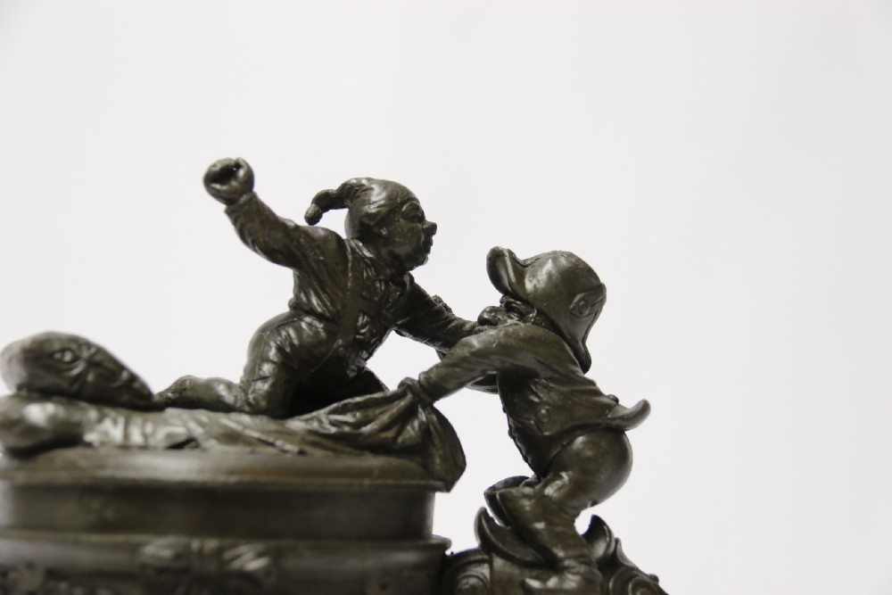 A rare German 19th C historical military commemorative pewter stein View XX