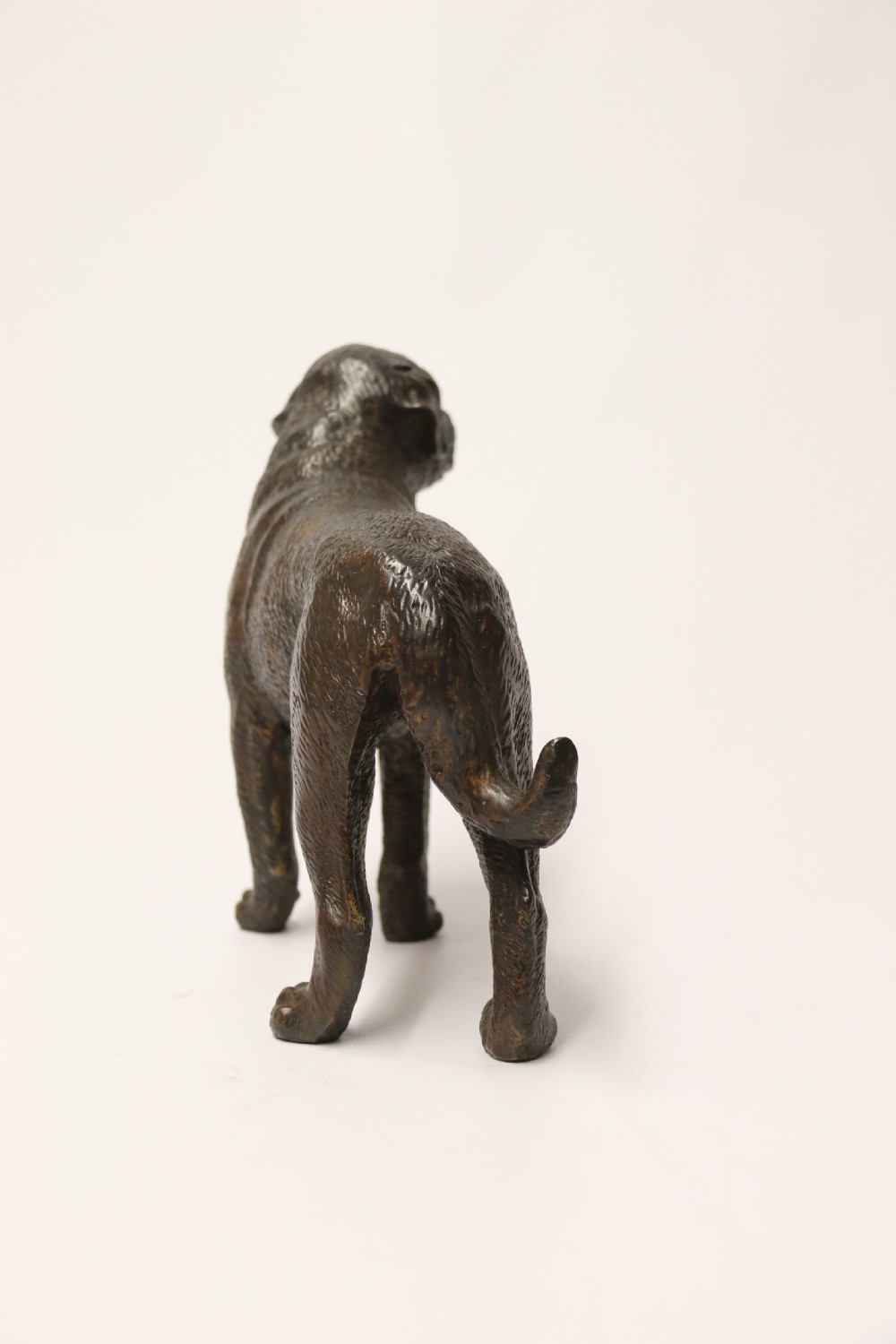 An early 20th century bronze study of a bullmastiff dog. View IV