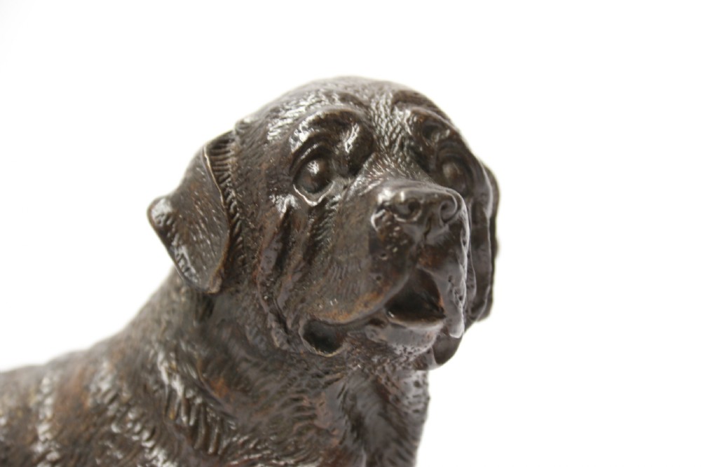 An early 20th century bronze study of a bullmastiff dog. View VI
