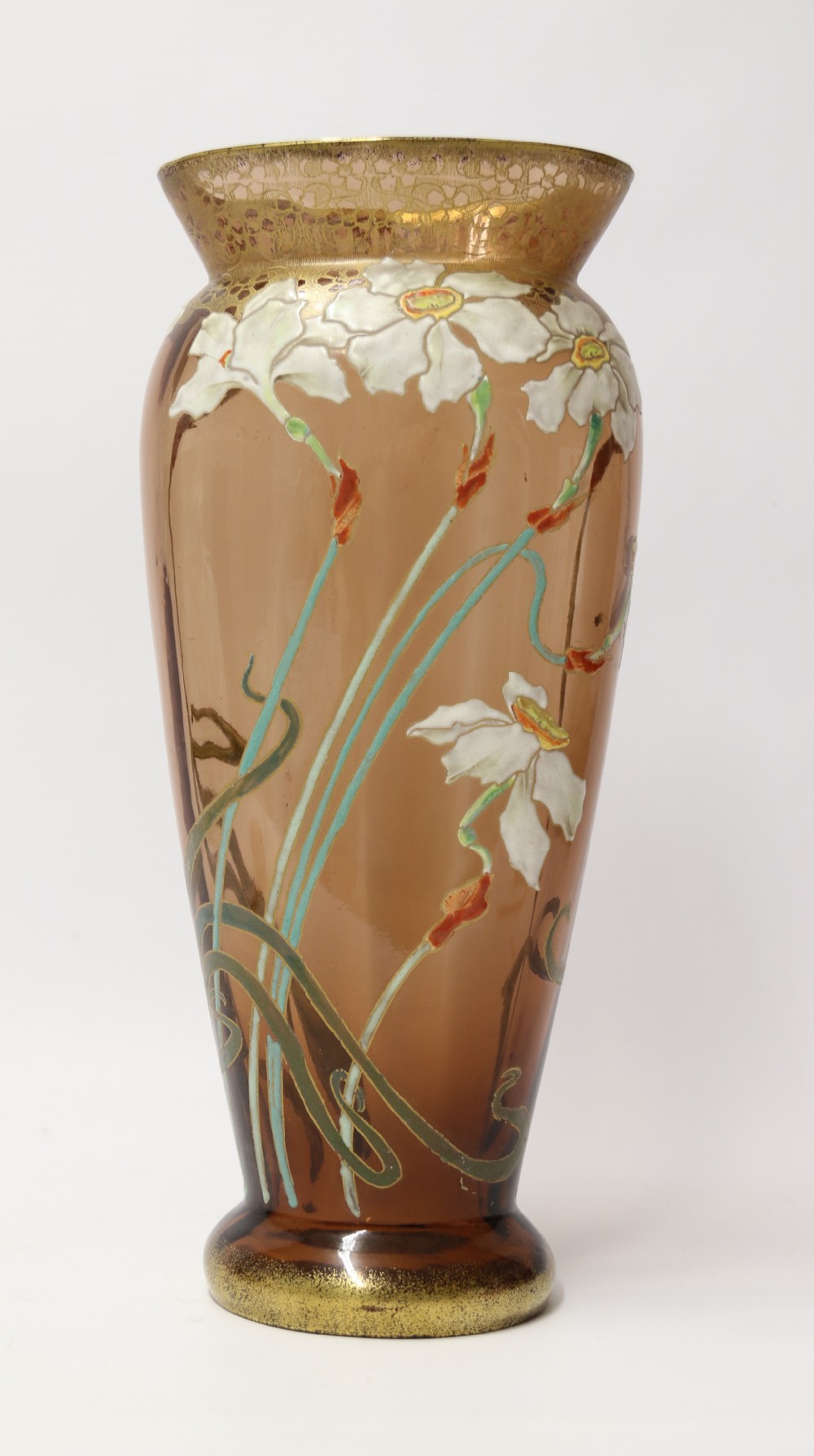 An impressive late 19th century large French enamelled glass vase