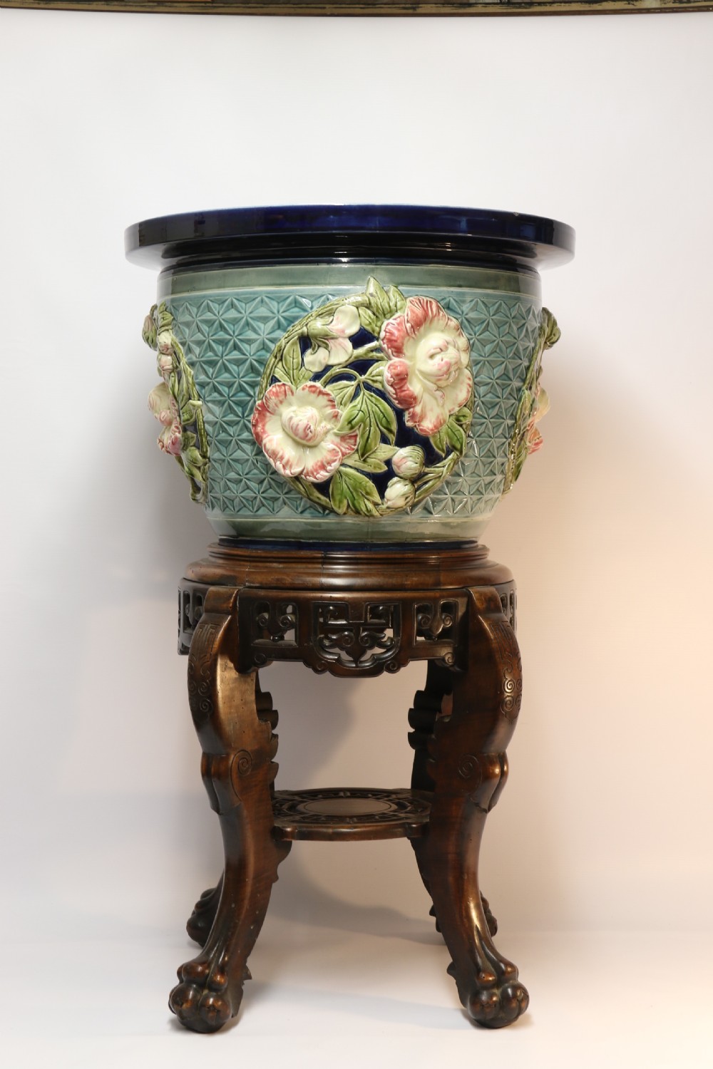 A fine French pottery Jardiniere with original stand   View V