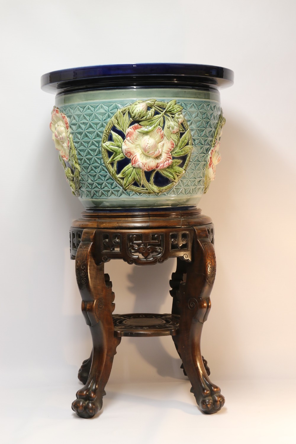 A fine French pottery Jardiniere with original stand   View VII