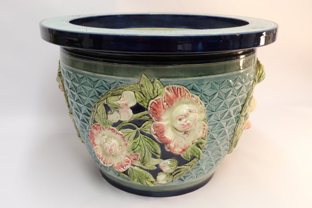 A fine French pottery Jardiniere with original stand   View XII