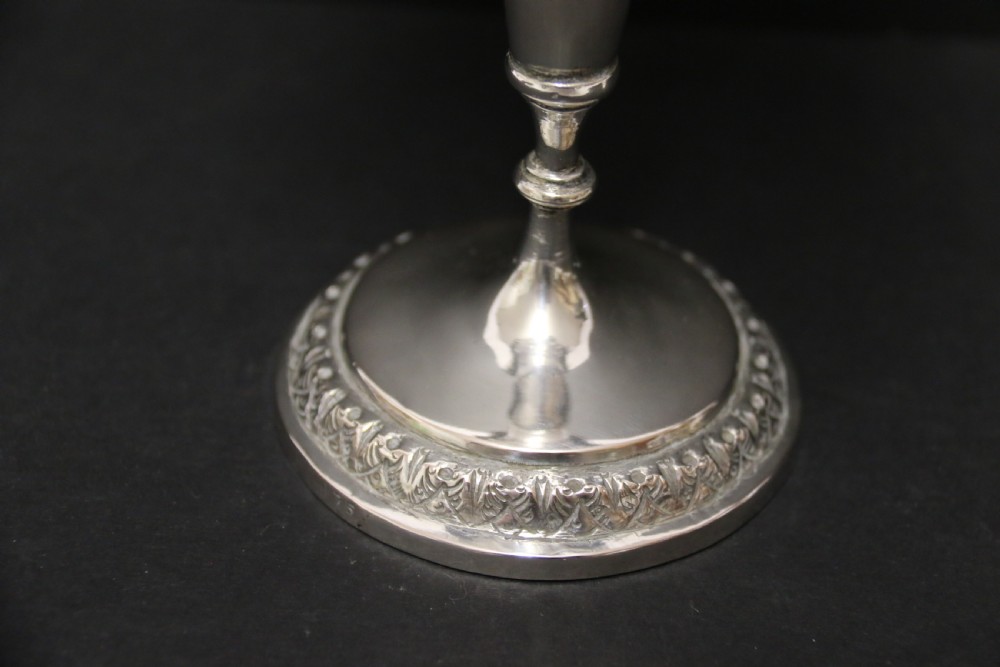 A fine pair of 19th century Raj Period Indian silver vases View II