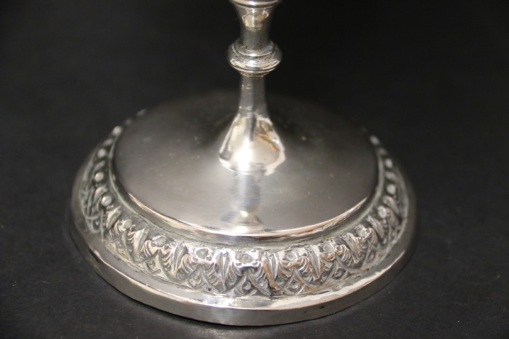 A fine pair of 19th century Raj Period Indian silver vases View III