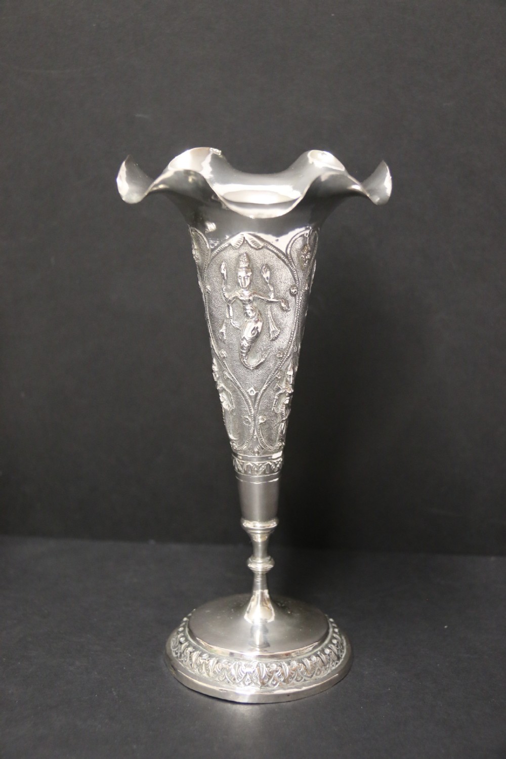 A fine pair of 19th century Raj Period Indian silver vases View V