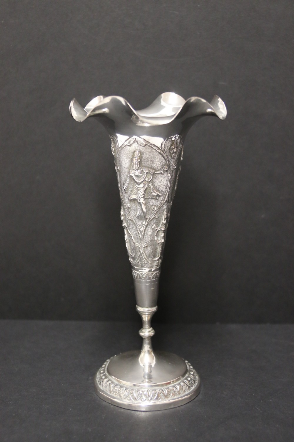A fine pair of 19th century Raj Period Indian silver vases View VI