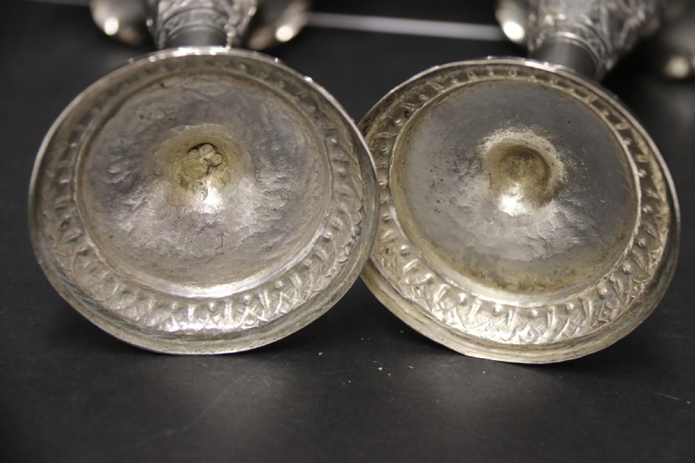A fine pair of 19th century Raj Period Indian silver vases View VIII