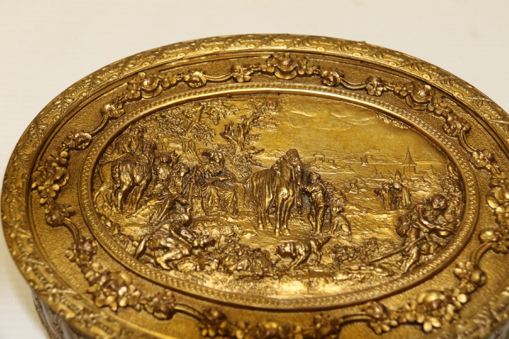 Antique 19th C French gilt brass jewellery casket View III