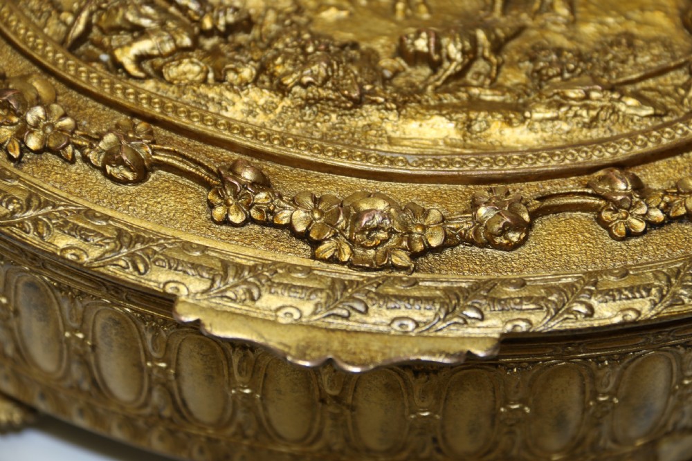 Antique 19th C French gilt brass jewellery casket View V