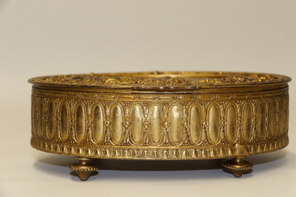 Antique 19th C French gilt brass jewellery casket View VII