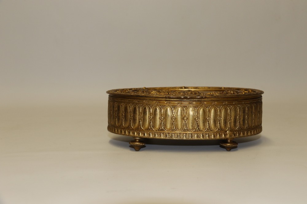 Antique 19th C French gilt brass jewellery casket View VIII