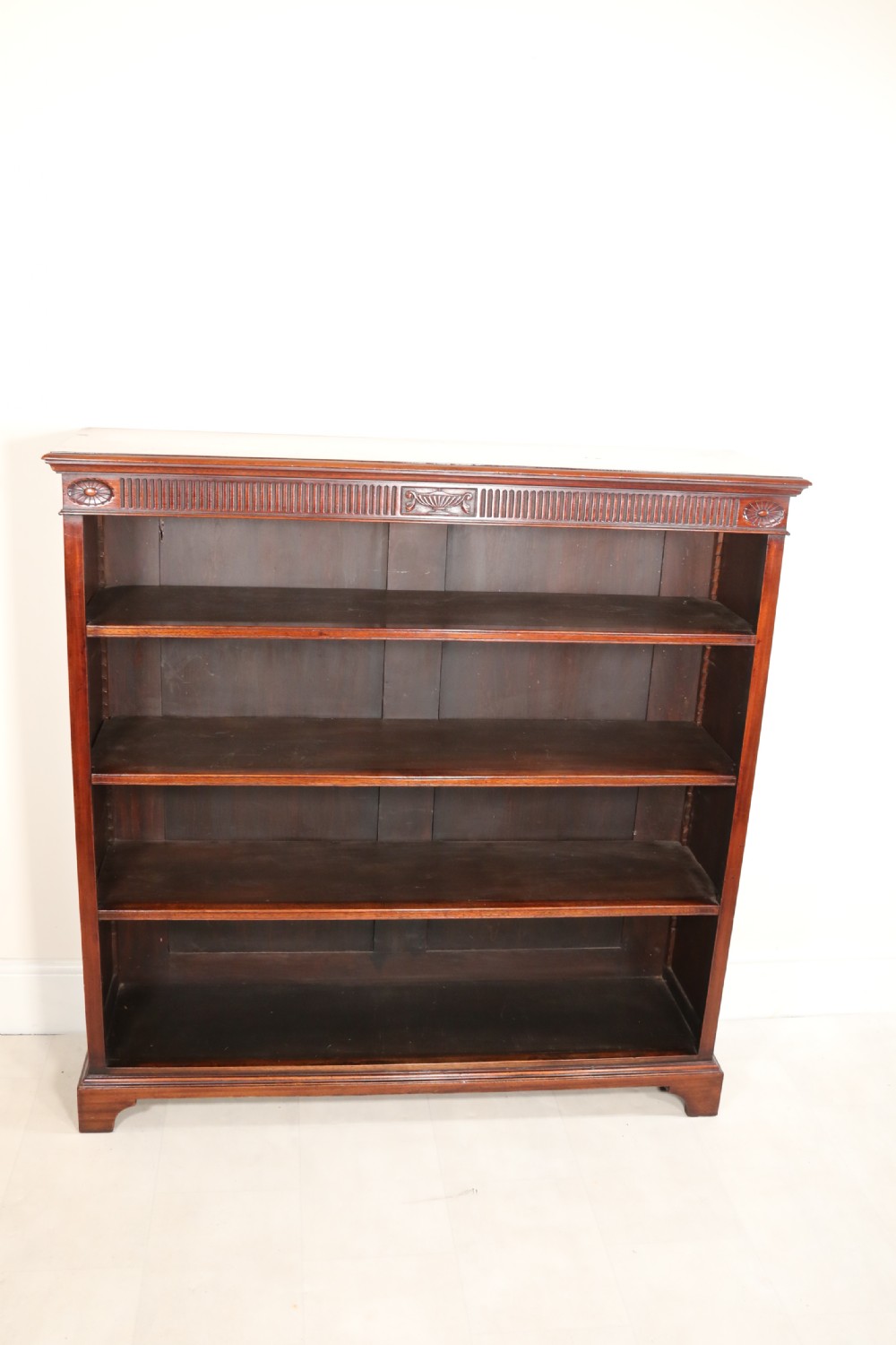 An Edwardian mahogany bookcase with open fully adjustable shelves View II