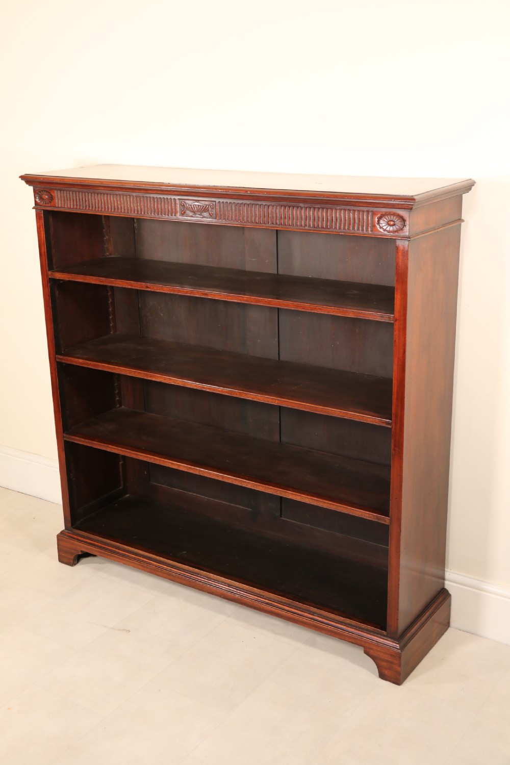 An Edwardian mahogany bookcase with open fully adjustable shelves View III