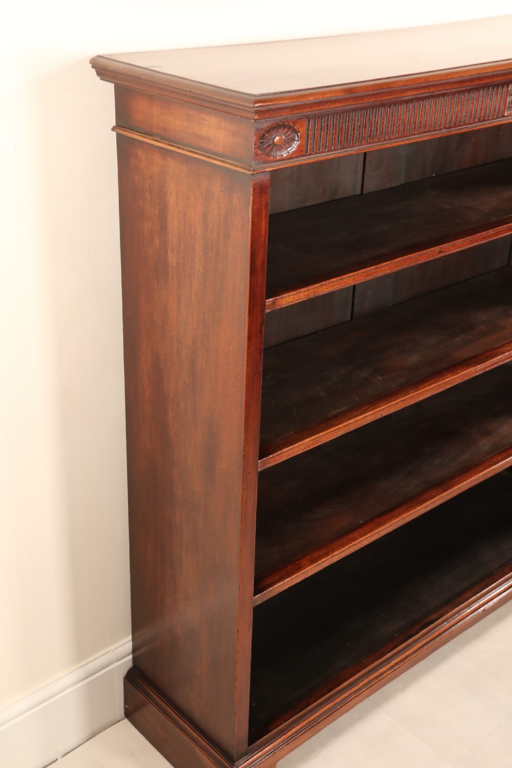 An Edwardian mahogany bookcase with open fully adjustable shelves View IV