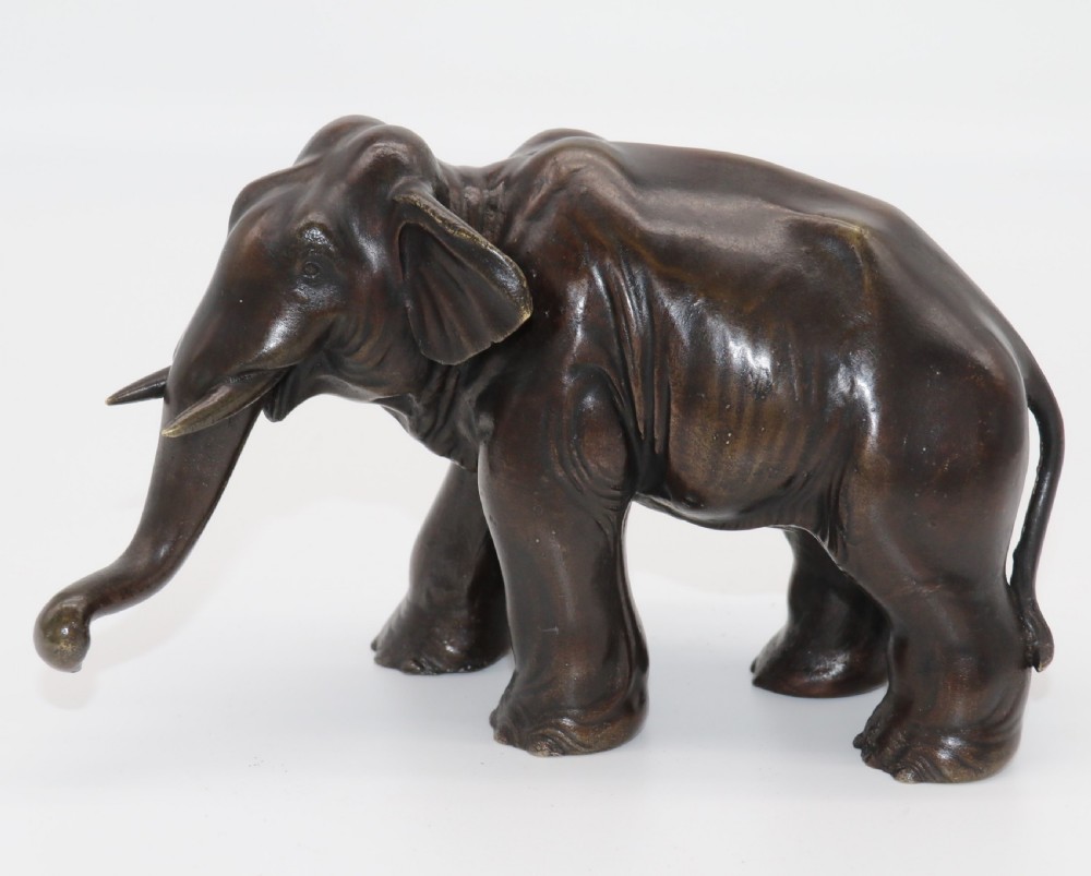 A Japanese Meiji period bronze study of an elephant