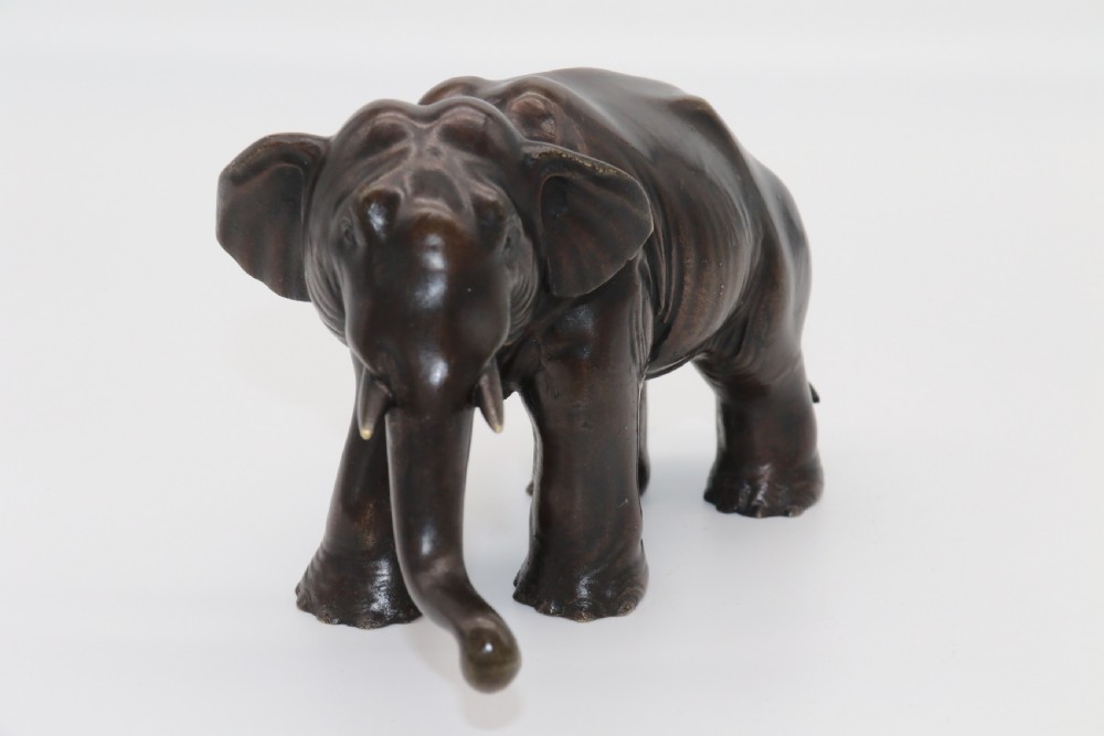 A Japanese Meiji period bronze study of an elephant View II