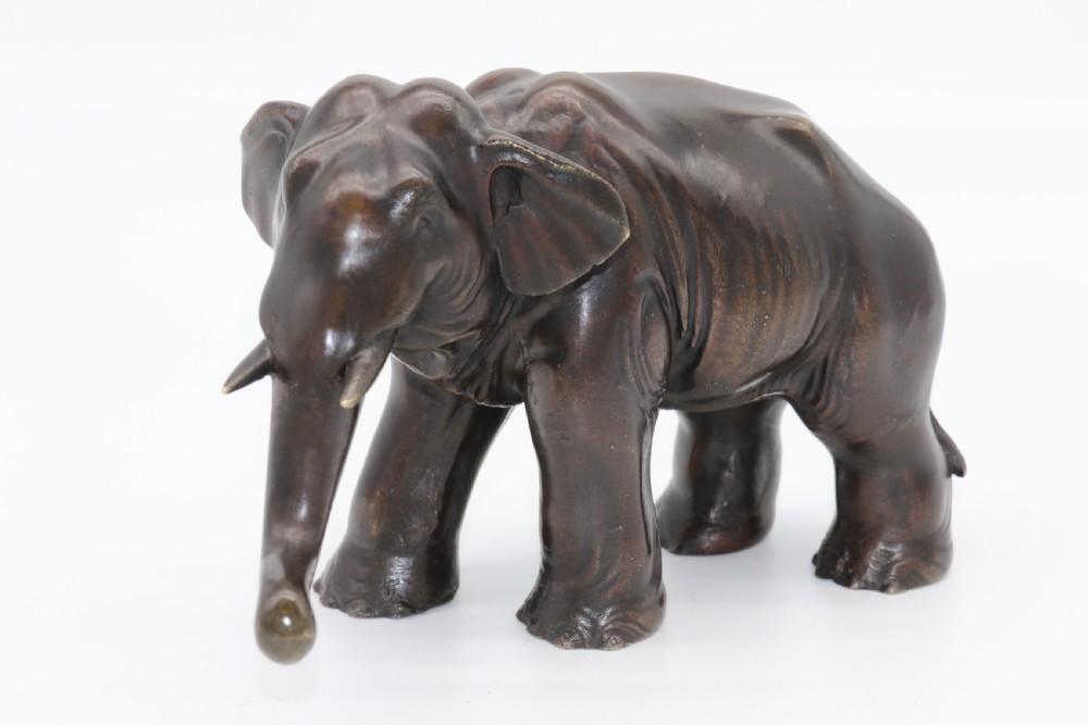 A Japanese Meiji period bronze study of an elephant View IX
