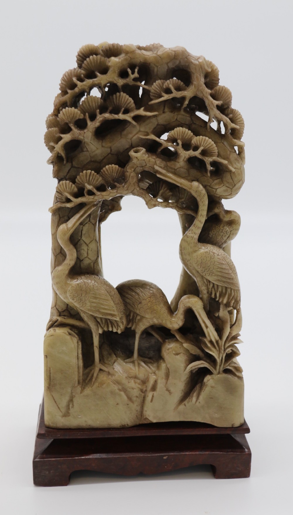 A Chinese finely carved late 19th C soapstone figure group