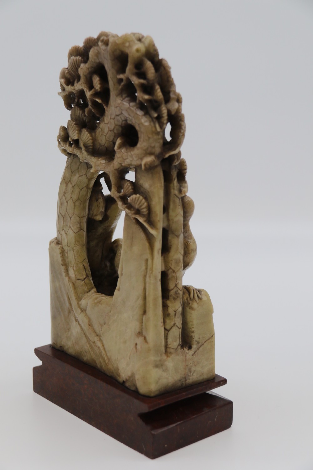 A Chinese finely carved late 19th C soapstone figure group View X