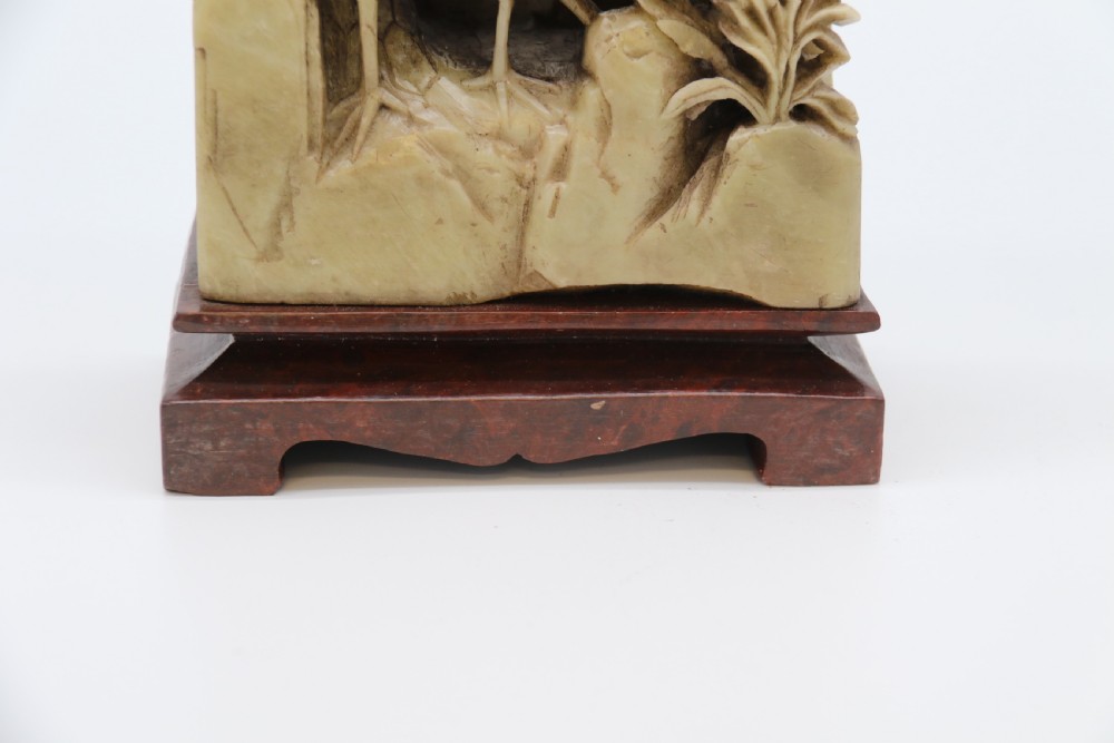 A Chinese finely carved late 19th C soapstone figure group View XV