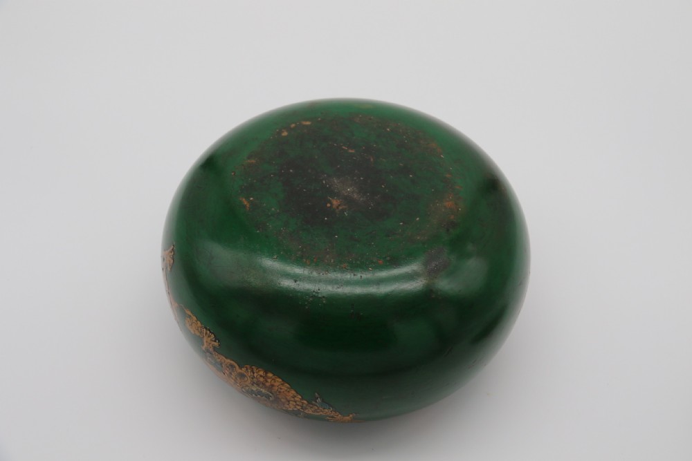 A decorative Chinese papier mache lacquered and hand painted lidded pot 

 View XI