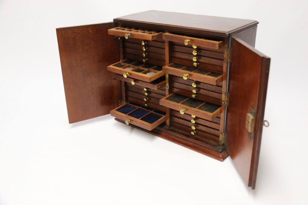 A rare Victorian mahogany 32 drawer coin collectors cabinet View VIII