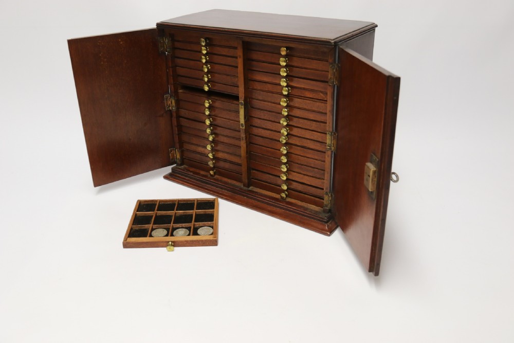 A rare Victorian mahogany 32 drawer coin collectors cabinet View IX