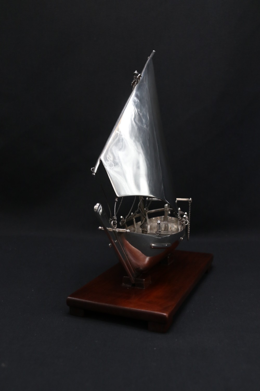 A finely made scale model of a Middle Eastern sailing boat in silver View IV
