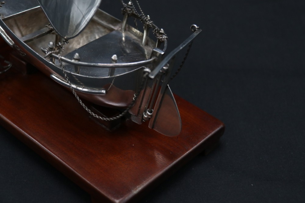A finely made scale model of a Middle Eastern sailing boat in silver View XII