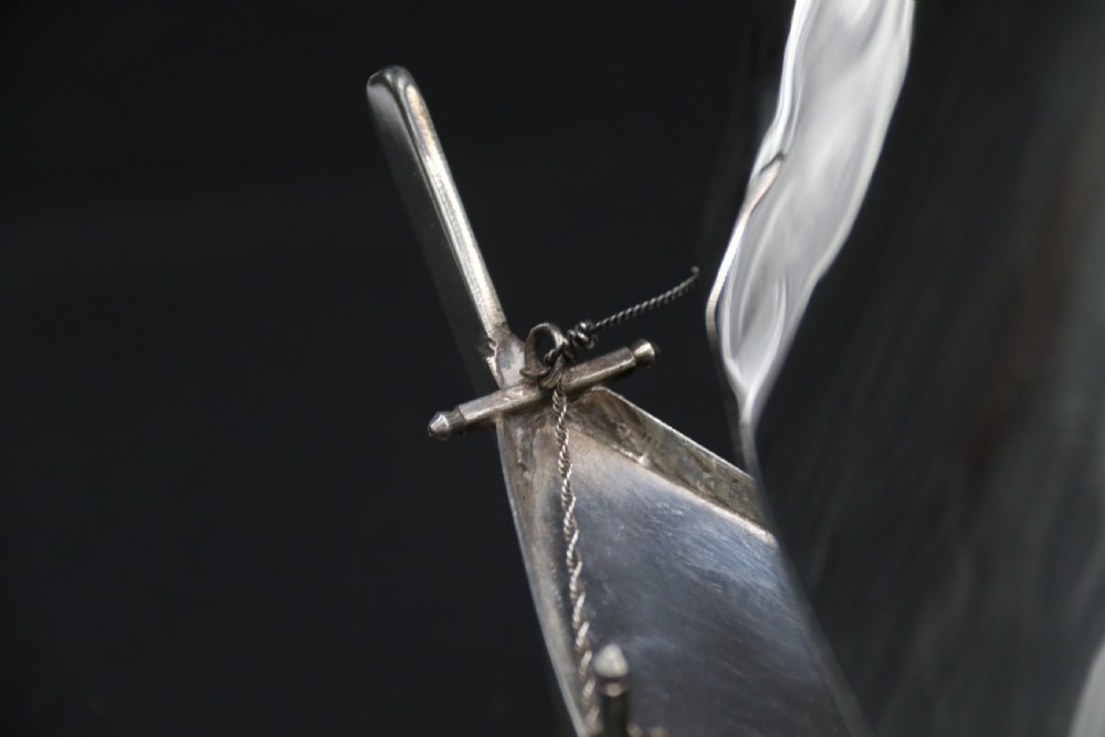 A finely made scale model of a Middle Eastern sailing boat in silver View XIII