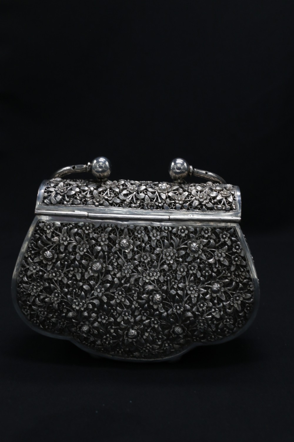 A decorative Chinese hand decorated copper and silver plated handbag, circa 1910  View III