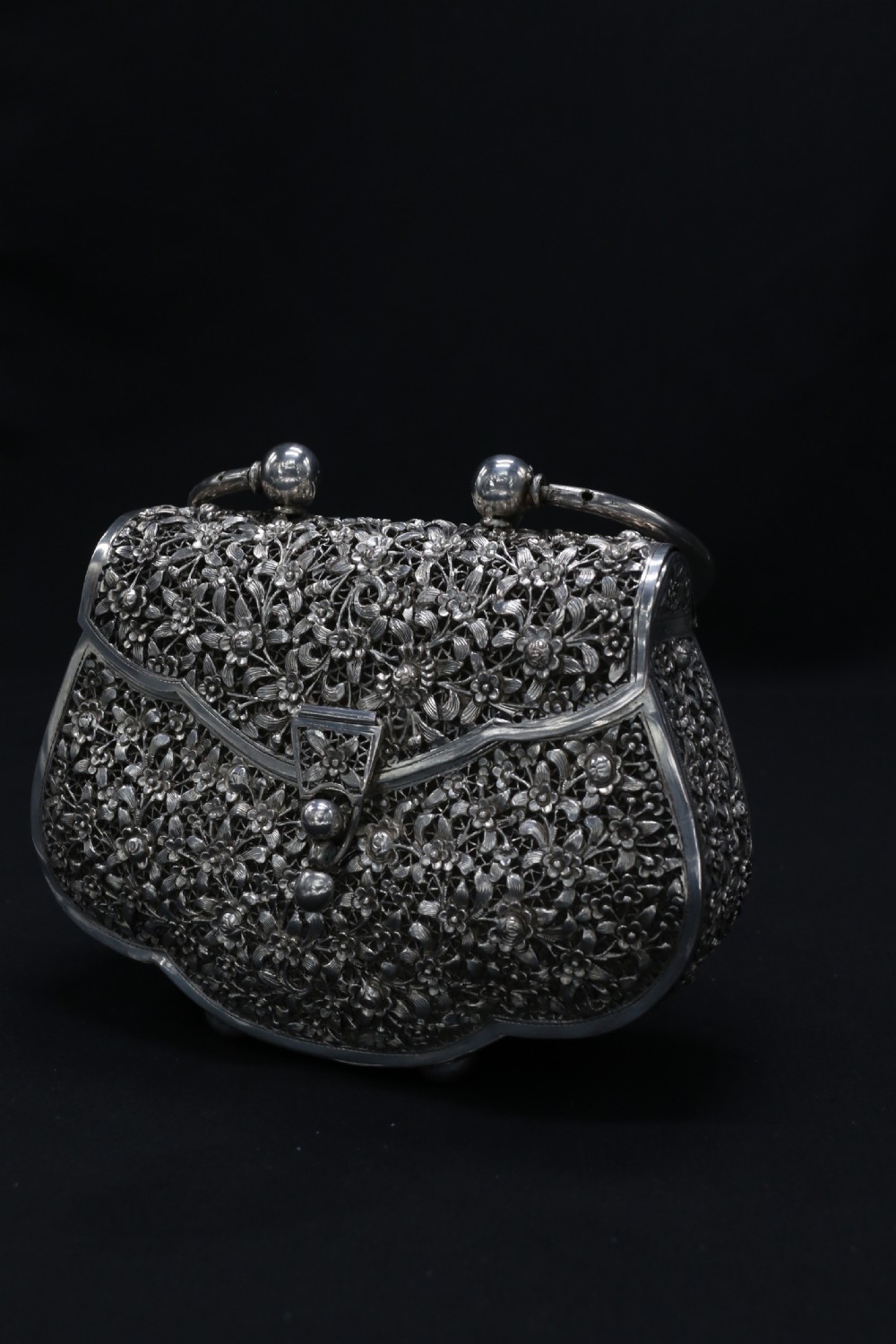 A decorative Chinese hand decorated copper and silver plated handbag, circa 1910  View V