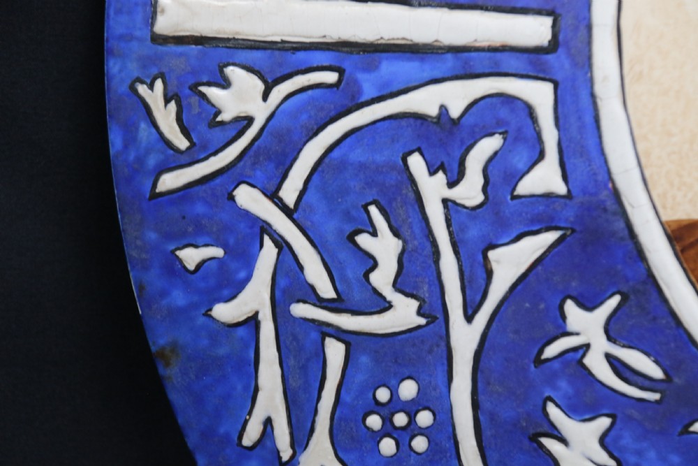 A bold impressive hand painted Continental pottery plaque with a central portrait of Rubens View XIV