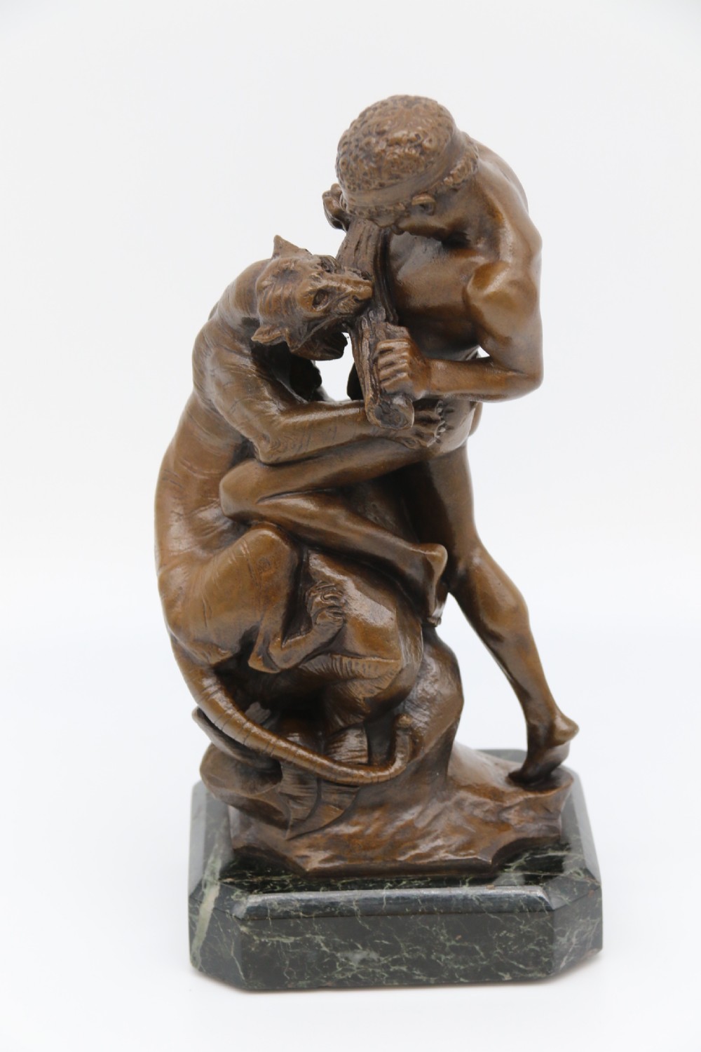 A fine late 19th century classical bronze study of a man fighting a tiger
By Edouard Drouot
 View II