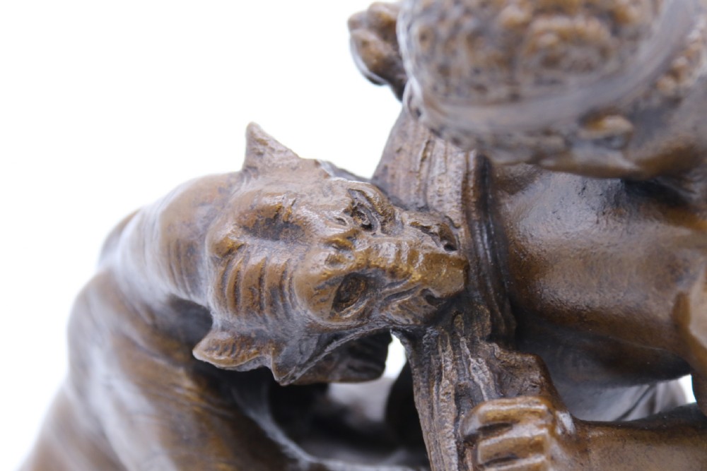 A fine late 19th century classical bronze study of a man fighting a tiger
By Edouard Drouot
 View XIX