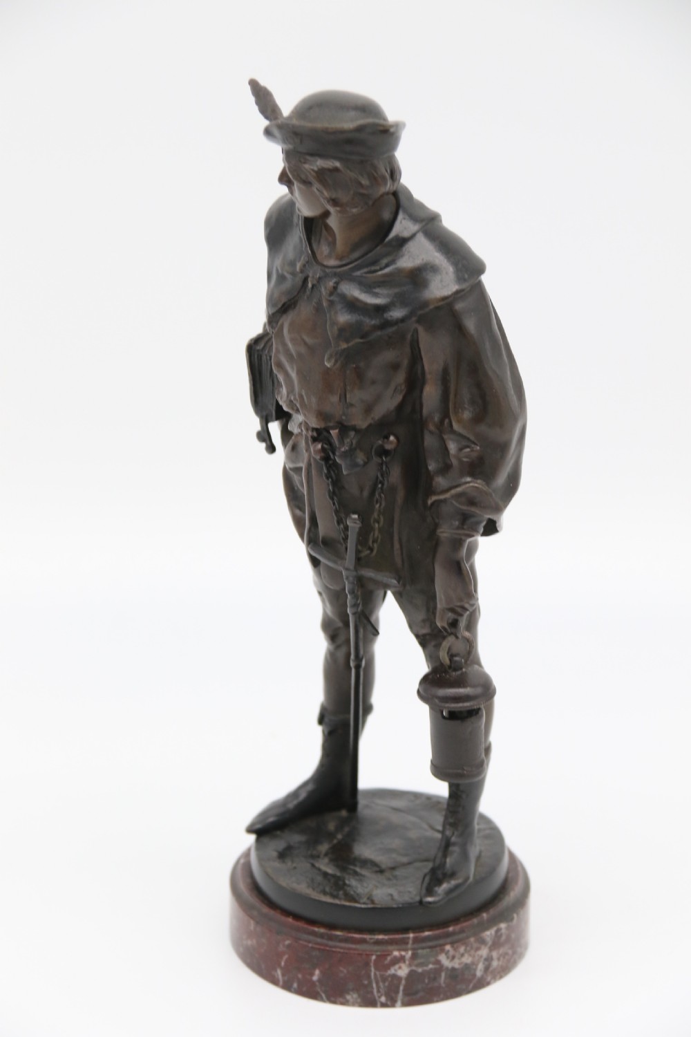 A fine bronze study of a medieval young man by Emile Picault. View III