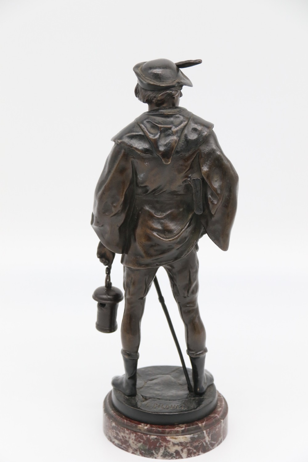 A fine bronze study of a medieval young man by Emile Picault. View VI
