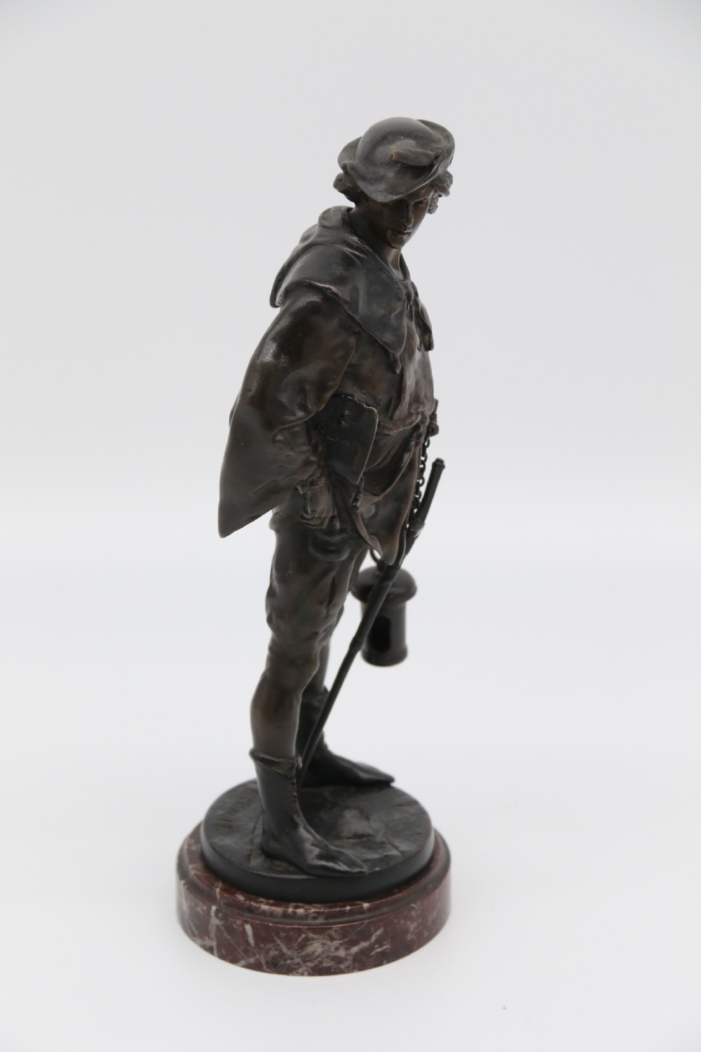 A fine bronze study of a medieval young man by Emile Picault. View VIII