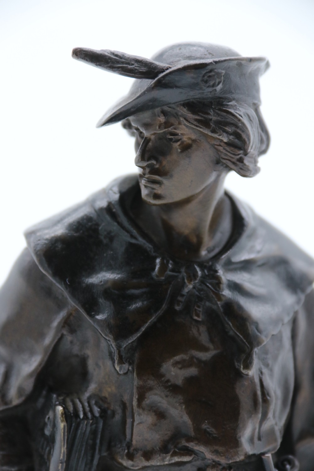 A fine bronze study of a medieval young man by Emile Picault. View IX